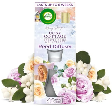 Air Wick|Cosy Cottage - Frosted Roses & Snowberry|Air Freshener Reed Diffuser|42ml |Single Pack