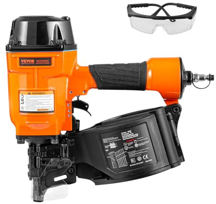 VEVOR Coil Siding Nailer MCN70, 1-3/4 to 2-3/4 15 Degree Pneumatic Siding Nail Gun, 70-120PSI Air Coil Nailer for Pallet, Crating, Framing, Siding and Fencing