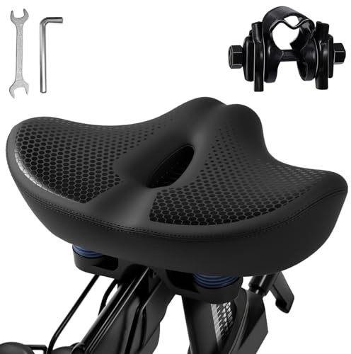 Upgrade Oversize Fahrradsitz für Herren Damen, Extra Breit Noseless Fahrradsitzkissen, Wasserdicht Komfort Memory Foam Fahrradsattel Fit für Peloton Bikes, Heimtrainer, EBikes, Citybike (Breite:12.6