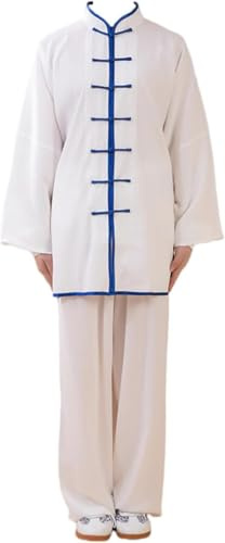 JuanNest Costume Kung Fu Traditionnel Chinois, Tenue Tai Chi Homme, Uniforme Arts Martiaux Unisexe, Vêtements Wing Chun Shaolin Qigong pour Entraînement, Démonstration Et Compétition D,L(70-75kg)