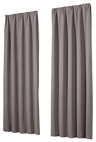 heimtexland Vorhang Blickdicht Thermovorhang Verdunklungsvorhänge 2er Set Kräuselband Deko Gardine Kälteschutz Sonnenschutz Schalldämmung Ökotex Fensterdeko Typ139 Schlamm grau HxB 245x135 cm