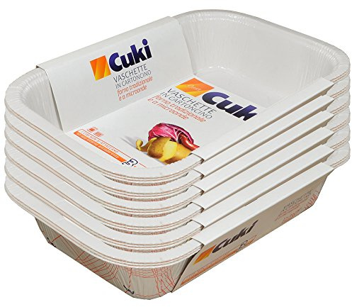Cuki Vaschette in cartoncino forno tradizionale e a microonde - 2/3 porz - rettangolari [RC63] - 18 vaschette (Multipack)