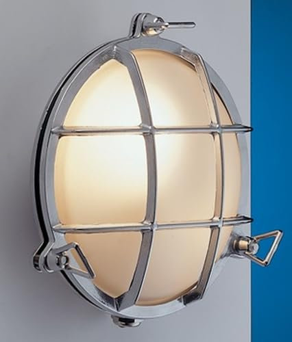 LED Wandlampe Chrom Echt-Messing IP54 Maritim rund SIRENA Außen Lampe Haus Haustür Terrasse