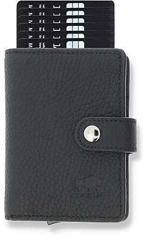 Solo Pelle Leder Geldbörse Q-Wallet mit integriertem Kartenetui für bis zu 15 Karten + Geldscheine geeignet | Kreditkartenetui mit RFID (Matt Schwarz)