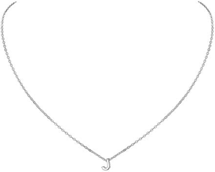 ChicSilver Colgante Inicial Plata De Ley 925 Mujer Collar Letra J Plateada Cadena Fina Madres Joyería Preciosa Nombre