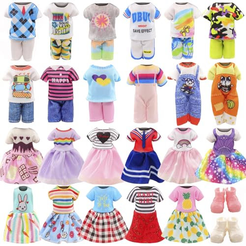 Miunana 11 Kleidung Schuhe für 6 Zoll 15 cm Puppen = 5 Kleider + 2 Schuhe für Mädchen Puppen + 4 Kleidung für Junge Puppen