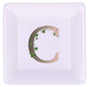 La Porcellana Bianca - Piattino Quadrato Lettera C - Arredo Casa, Cucina - Linea Adorato - Idea Regalo - Porcellana - 10x10xh1,5 cm