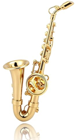 Broche De Saxofón Musical, Broche De Saxofón Dorado, Instrumento Musical En Miniatura, Broche De Solapa De Moda Con Estuche De Instrumentos