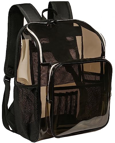 KUI WAN Klar ryggsäck för skola stor klar bokväska med flera fickor PVC genomskinlig ryggsäck för college