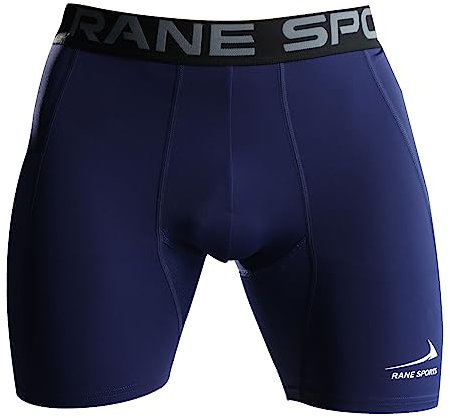 Rane Sports Herren Funktion Kompression Shorts, Schnelltrocknendes Baselayer Unterhose Tights Kurz, Atmungsaktive Laufhose mit Seitentaschen Tights Navy blau XL