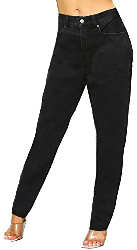UC Ex High Street Brand Mom Jeans for Women, Relaxed Ripped High Waisted Ladies Summer Mum Jeans with Pockets, UK 6-24 Black