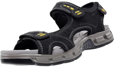 OutPro Herren Ledersandalen Outdoor Sports Sandalen Waterproof Wandersandalen Klettverschluss Offene Zehen Sommer Sandalen Schuhe