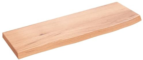 vidaXL Wandregal, Holzregal Regal Handgefertigt mit Baumkante, Wandboard Regalbrett Deko, Bücherregal Hängeregal, Hellbraun 60x20x2cm Massivholz Eiche Behandelt