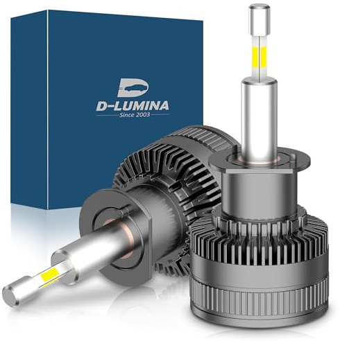 D-Lumina Lampadina H1 LED 360° 120W 20000LM 6500K Super Brillante Fari Kit Sostituzione la Alogena Abbaglianti e Anabbaglianti per 12V Auto, 2 pezzi