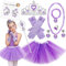 Edmirfun Deguisement Pourpre Princesse Fille, Ensemble de 9 Pièces avec Baguette Magique Princesse Couronne Bracelets etc, Déguisements pour Filles Fête d'Anniversaire Halloween Noël Cosplay