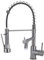 Warmiehomy LED Professional Kitchen Tap，360° Swivel Dual Spouts Kitchen Sink Taps with Pull Out Sprayer,High Arc Spring Mixer Tap for Bar Sink,Dark Grey