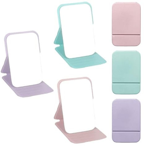 Pluvyze 3 Stück Taschenspiegel Klappbar,Kleiner Spiegel,Spiegel klein,Tragbar und Faltbar Dreischichtiges Rillendesign Einstellbarer Winkel