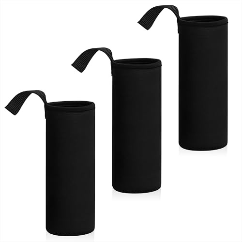 Qzakce Manga Botella 3 Piezas Bolsa de Botella de Agua 550ML Bolso Térmico Portátil de Neopreno para Botella de Agua para Deportes Al Aire Libre Camping Senderismo Viajes (Negro)