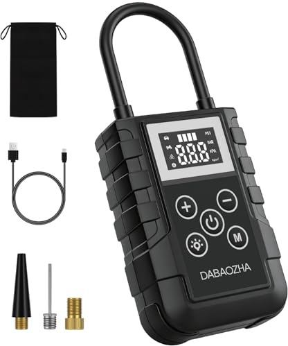 WEDETIAN Compresseur à Air Portatif, Gonfleur Pneus Voiture sans Fil, 150 PSI Compresseur à Air Rechargeable USB-C avec écran LCD, pour Voiture, Vélos et Motos, Gonfleur de Pneus avec Lampe Torche LED