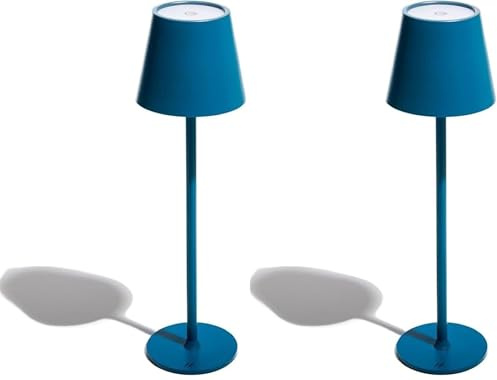 Muitomas, Lampada da Tavolo con Controllo Touch e Intensità della Luce Regolabile, Lampada Design da Comodino o Scrivania, Ricarica cavo USB-C, Batteria 1800 mAh, Colore Blu Ottanio (Confezione da 2)