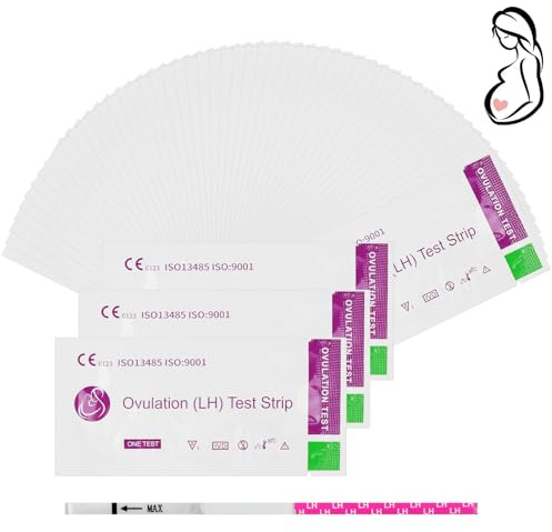 AYBUY 50 Stück Ovulationstest Streifen, Ovolationsteststreifen mit Sensitivität 25 miu/ml (B, 50 × Ovolationsteststreifen)