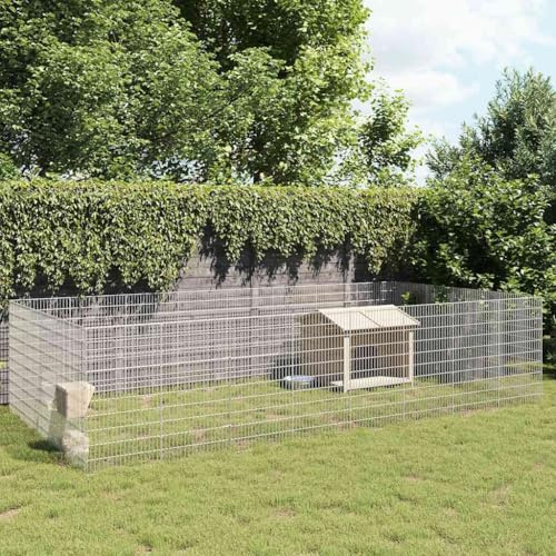 Galvanised Iron Animal Enclosure 24 Panel 54x100 cm Rabbit Hutch, DIY Free Range Pet Playpen for Exercise and Rest