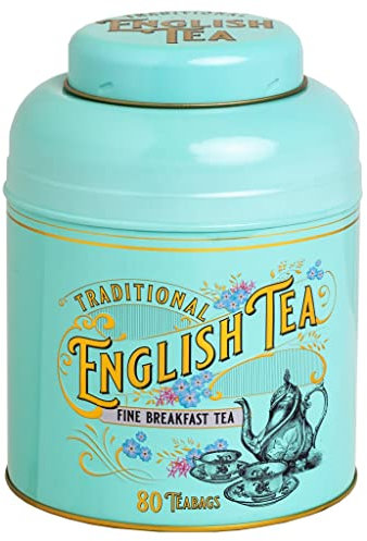 New English Teas Vintage Victorian Tea Caddy with 80 English Breakfast Teabags