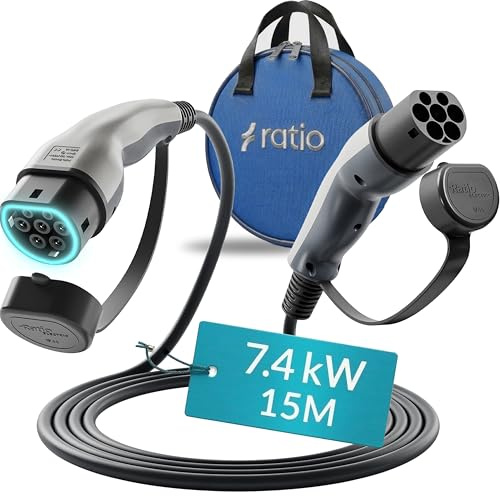 Type 2 Charging Cable 7.4kW | 32A | 15M | 1-Phase | Mode 3 | 15 Metre Type 2 to Type 2 EV Charging Cable 7kW Electric Car Charger, Fast EV Vehicle Charger - Made in Holland - With Storage Bag