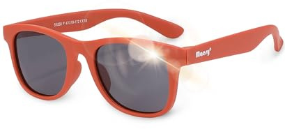 Maesy Occhiali da Sole Bambini Lino 3-6 Anni - Lenti Polarizzate UV400 Categoria Filtro 3 - Montatura Flessibile - Design Quadrato, Sicuri e Confortevoli - Lino, Terracotta