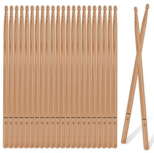 Delamiya 5A 12 Pares de Baquetas clásicas, Baquetas de Madera de Roble robustas, para Adultos, niños y Principiantes, antimoho, para Tambores electrónicos de Jazz