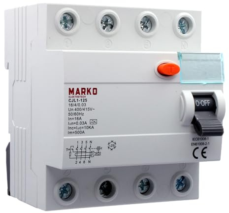 Fehlerstromschutzschalter FI-Schutzschalter FI-Schalter RCD 16A 4polig 30mA Typ A 10kA