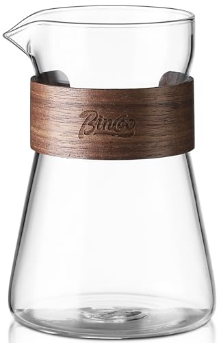 16 oz Glass Coffee Carafe with Wood Heat-Resistant Layer, Coffee Decanter Coffee Server for Pour Over, 1 Pcs Included (Clear)