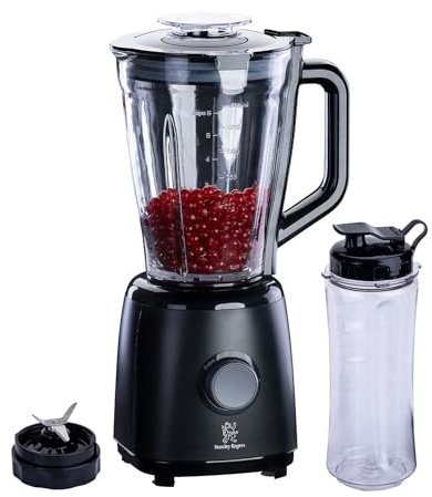 Stanley Rogers - Standmixer und Smoothie Maker, 600W mit 1,5L Glasbehälter, inklusive To go Trinkflasche 550ml, ideal für Smoothies und Crushed Ice
