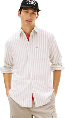 Tommy Jeans Men's TJM Reg Stripe Oxford Shirt Ext Dm0dm22790 L/S Shirt (Pack of 1)