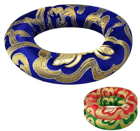 Vivezen - Coussin rond en brocart de soie pour bol chantant tibétain - diam 9 cm