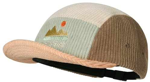 Clakllie Vintage Cord Short Brim Basecap 5 Panel Cap für Herren Damen Verstellbar Baseballkappe mit kurzer Krempe Flat Brim Caps,BSWP2585-Pink
