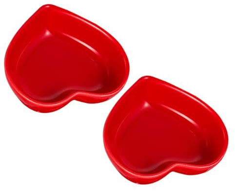 TOVINANNA Lot de 2 Bols à Sauce en Céramique Forme Cœur Petit Ramequin Rouge pour Sauces Dips Sushi et Apéritif Assiette à Trempette Polyvalente Ustensile de Table pour Repas en