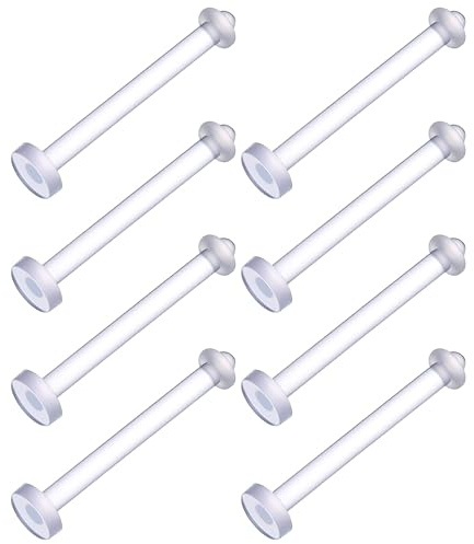 Josojoou 8Pcs Flexible Acrylic Tongue Rings Flat Clear Tongue Ring 14G Plastic Nipple Rings 16mm Length Tongues Piercing Retainer for Work Sport