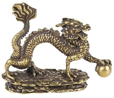 BESPORTBLE Figura Dragon de Cobre para Decoración de Escritorio Vintage, Miniatura Dorada Diseño Único y Uso Prolongado, Adecuado para Decoración Interior