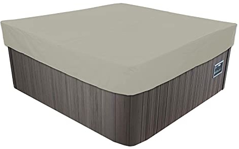 Utomhus fyrkantigt badtunna, vattentätt 420D oxtyg, UV-beständigt, dammtätt, trädgårdsspa skydd, Bei, 228 x 228 x 30 cm och väderbeständig