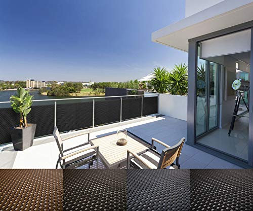 Mayaadi Home Rattan Balkon und Terrassen-Sichtschutz inkl. Kabelbinder für eine einfache Montage (Meterware) Dunkelbraun RD02 100cm