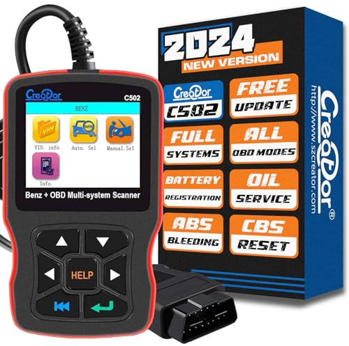 Creator C502 OBD2 Diagnostic Scanner for Mercedes-Benz Check Engine Light EPB ABS SRS Multi-System Diagnostic Tool Code Reader OBD-II Communication Modes 1-10
