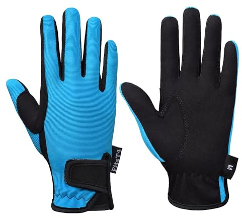 FitsT4 Grip - Guanti da equitazione per bambini, 5-14 anni, per equitazione, ciclismo, giardinaggio, in 3 colori, Blu, XL