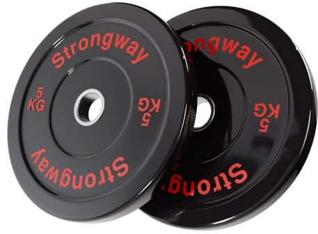 Strongway® Olympic Bumper Weight Plates (5KG 10KG 20KG) Discs for Barbell - 2 Inch (2) / 50mm Hole - Weight Lifting Workout for Home Gym Fitness Men Women (5KG X 2)