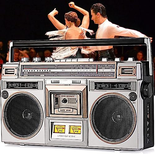 Kassettbandspelare, med AM/FM/SW-radio, retro bluetooth-högtalare, radiokassett dubbla högtalare, tf-kortuppspelning klickinspelning/transkription,+4cassette