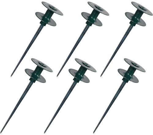 Hourleey 6 Pack Garden Hose Guide Spike, 10 Inch Rustproof Zinc Sturdy Metal Stake, Heavy Duty Spin Top, Keeps Garden Hose Out of Flower Beds for Plant Protection