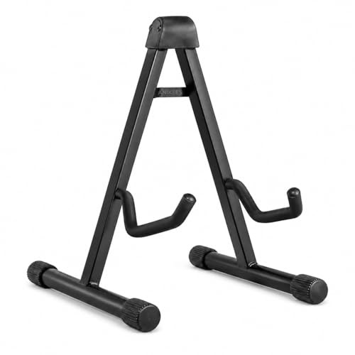 ANIKEES Guitar Stand Universal A-Frame, Foldable Guitar Holder Stand for Acoustic, Electric, Bass & Classical Guitars, Portable Metal Guitar Floor Stand with Non-Slip Feet