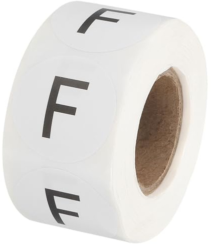 PATIKIL Letter F Inventory Labels, 1 Inch Capital Letter Stickers Self Adhesive Round Circle Coding Dots Labels (1Roll/Total 500Pcs) for Office, Storage