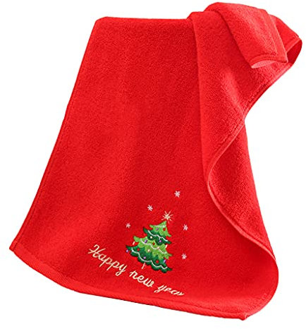 Fcnjsao Weihnachtshandtuch, Waschlappen, 35,6 x 76,2 cm, Baumwolle, für Badezimmer, Duschtuch, Weihnachtsmann