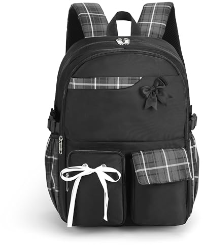 Joymoze Sac à dos d'école pour filles Sac de livres spacieux pour adolescents Sac à dos pour ordinateur portable pour femmes Noir